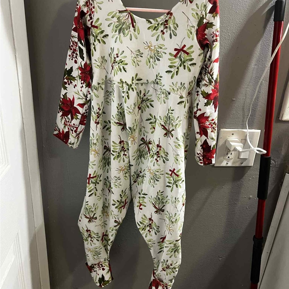 Festive Floral Kids Footie Pajamas